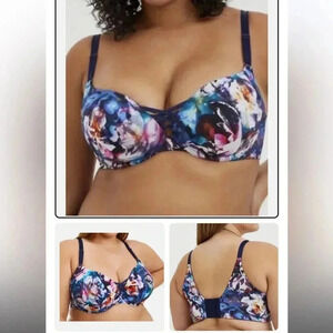 Torrid Floral In‎ Galaxy 360 Back Smoothing Push Up Plunge XO Bra Size 40D